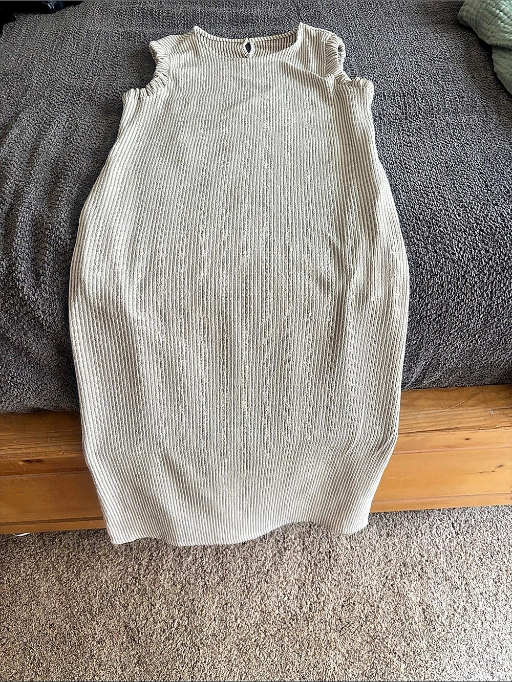 Ribbed Midi Dress in Cream Like New